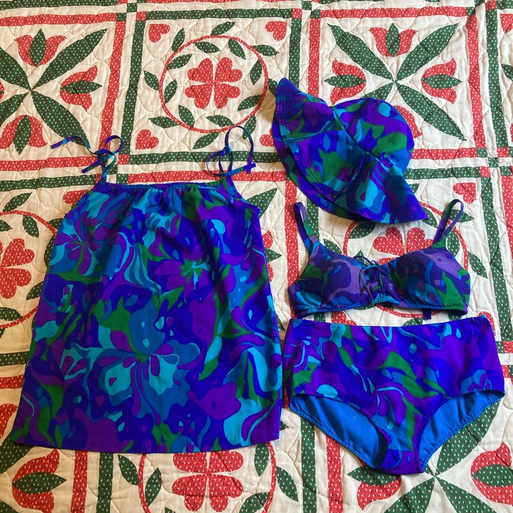 1960’s Hawaiian Bikini with Matching Hat and Tank Top
